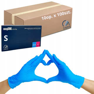 Bezpúdrové nitrilové rukavice easyCARE nitrilové veľkosť S modré 100 ks.